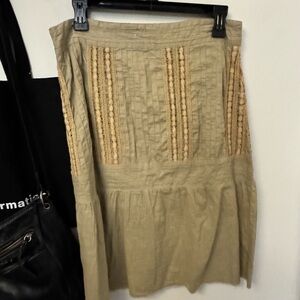 O’Neill Beige Cotton Crochet Lace Boho Midi Skirt